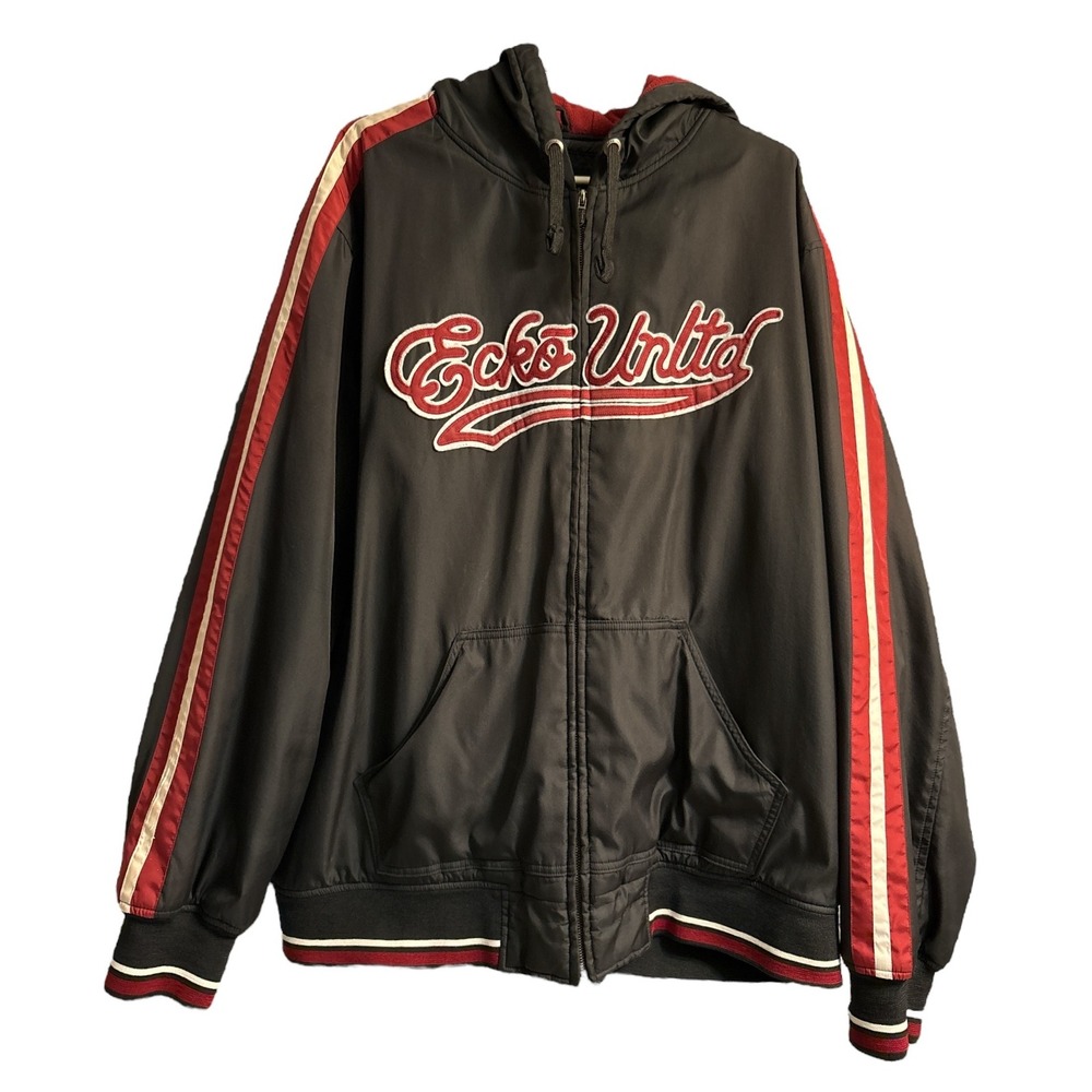 Vintage Ecko Unltd Full Zip Jacket Hooded Track Striped‎ Men's Size XXL